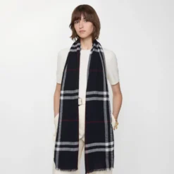 Wide Check Wool Scarf