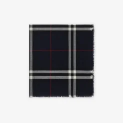 Wide Check Wool Scarf