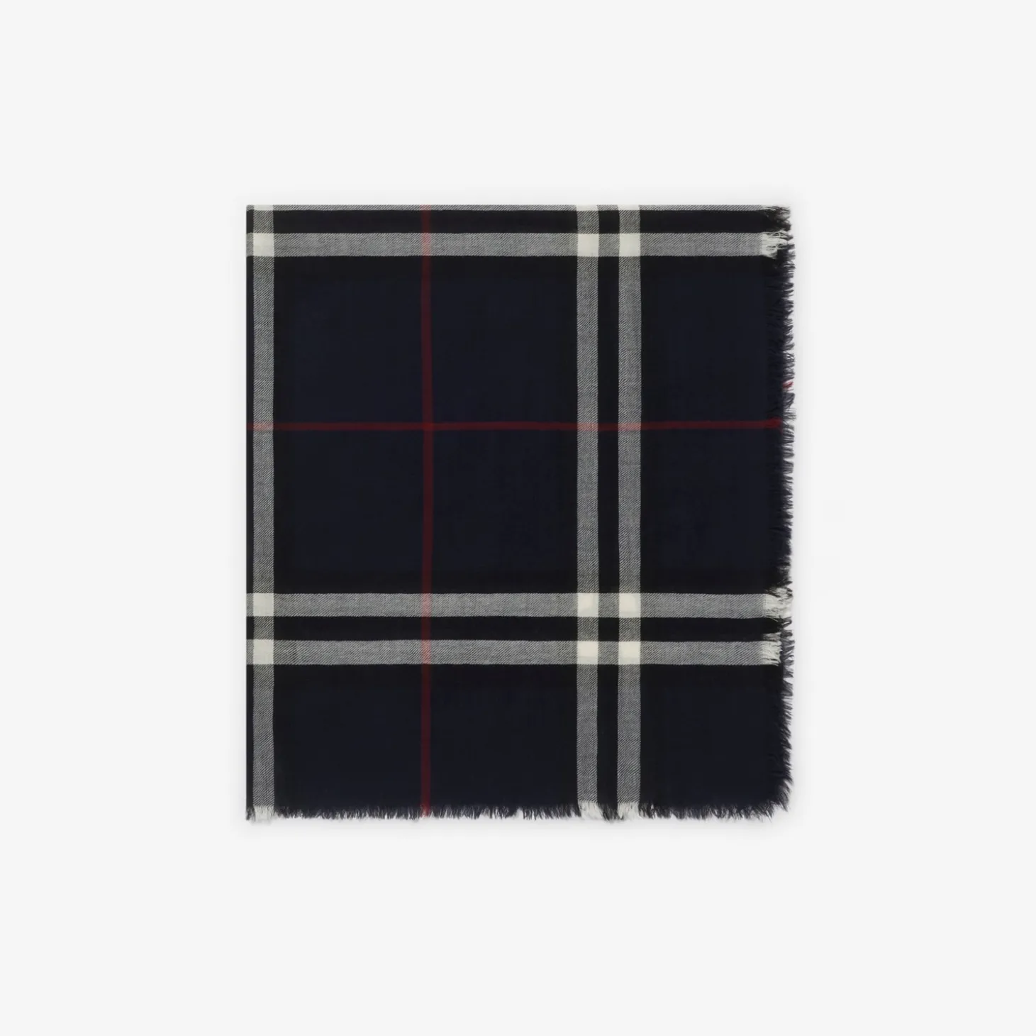 Wide Check Wool Scarf