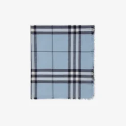 Wide Check Wool Scarf