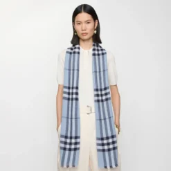 Wide Check Wool Scarf