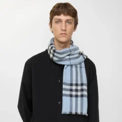 Wide Check Wool Scarf