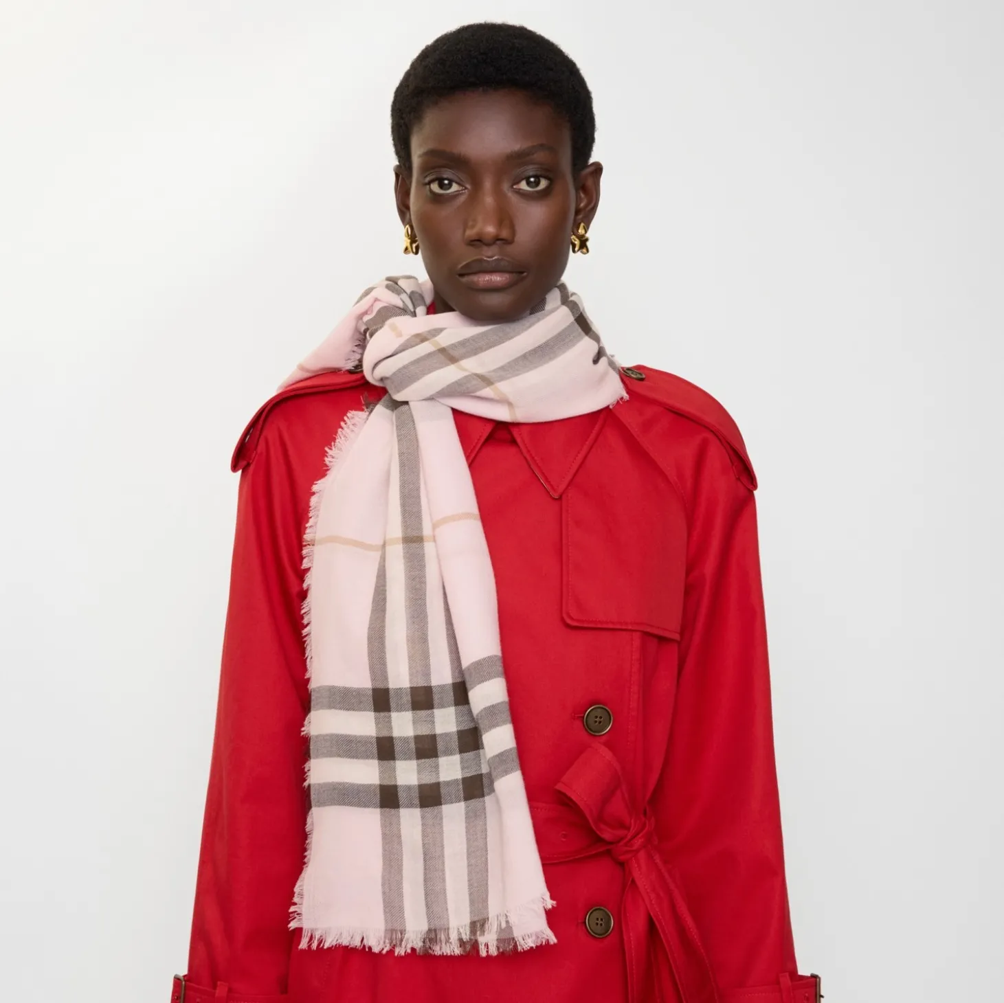 Wide Check Wool Scarf