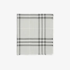 Wide Check Wool Scarf