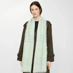 Wide Check Wool Scarf