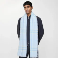Wide Check Wool Scarf