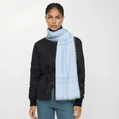 Wide Check Wool Scarf