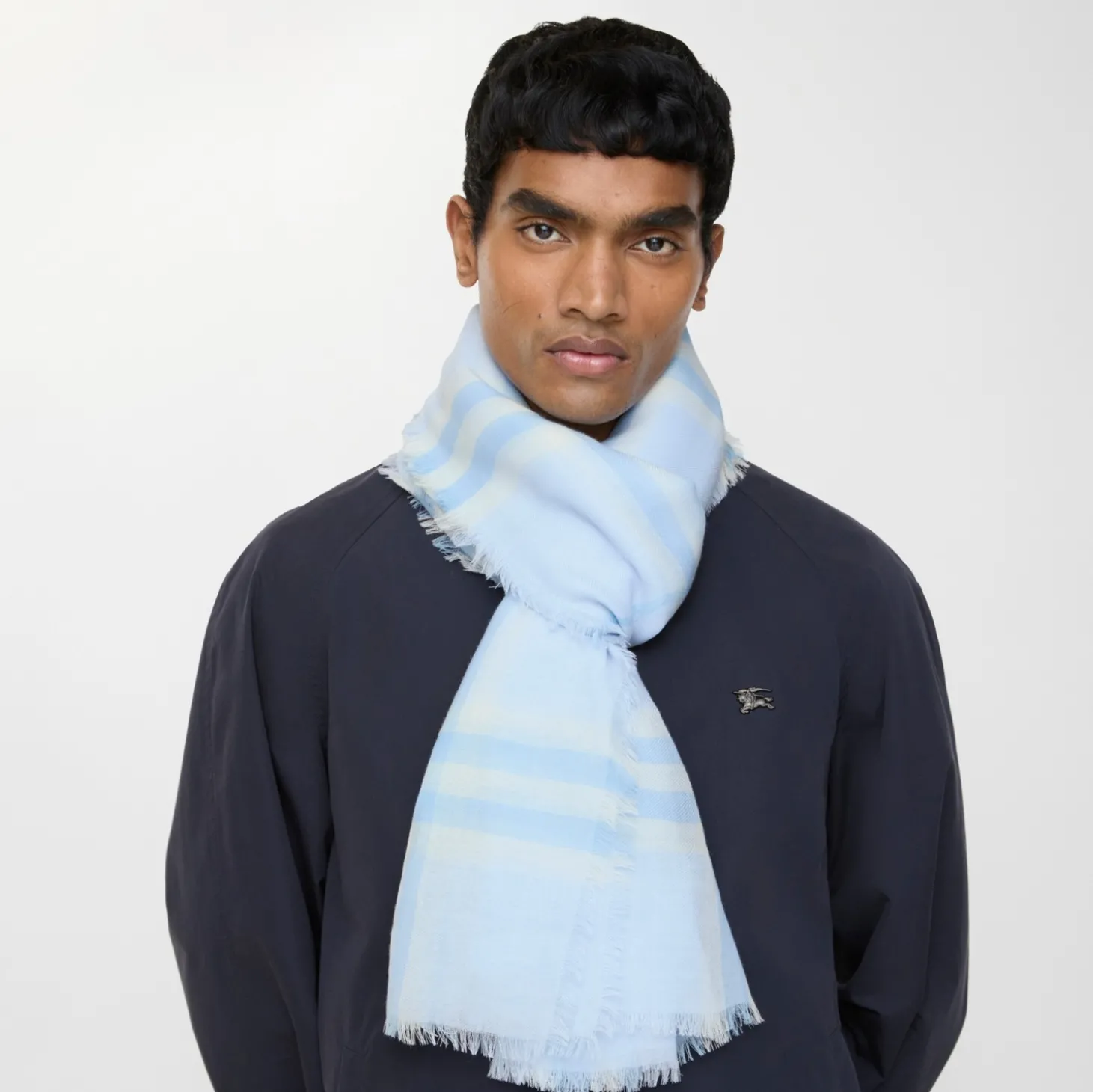 Wide Check Wool Scarf