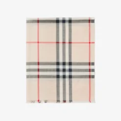 Wide Check Wool Silk Scarf