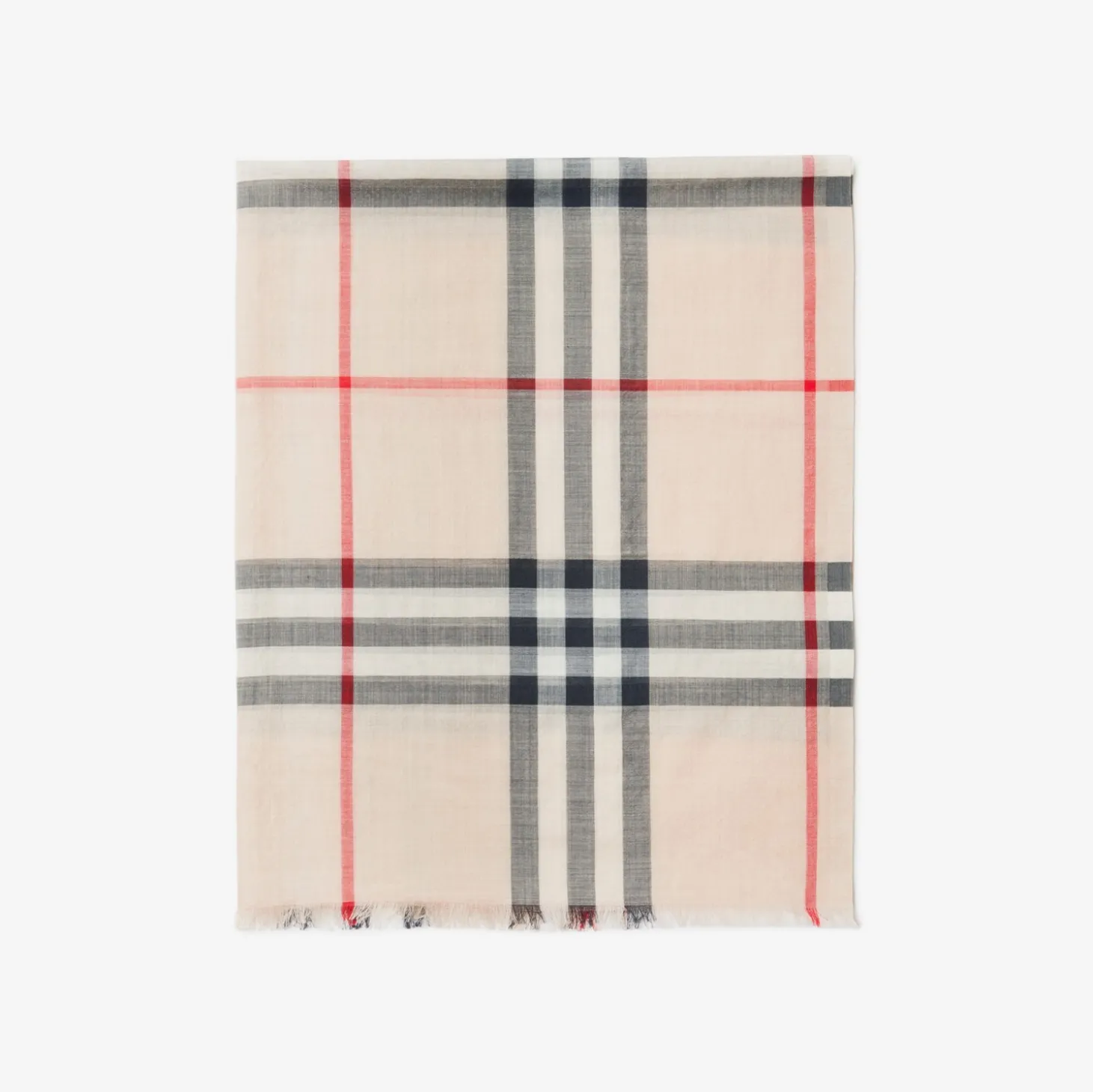 Wide Check Wool Silk Scarf