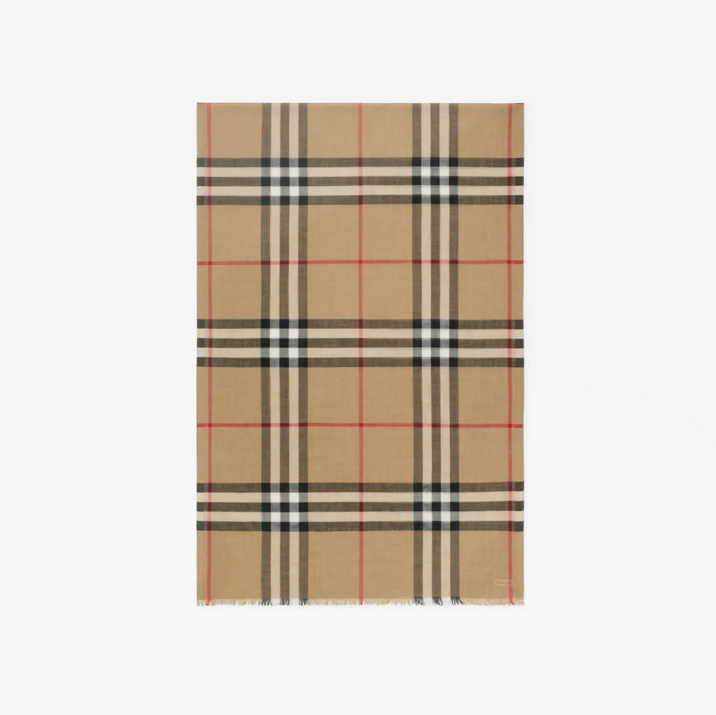 Wide Check Wool Silk Scarf
