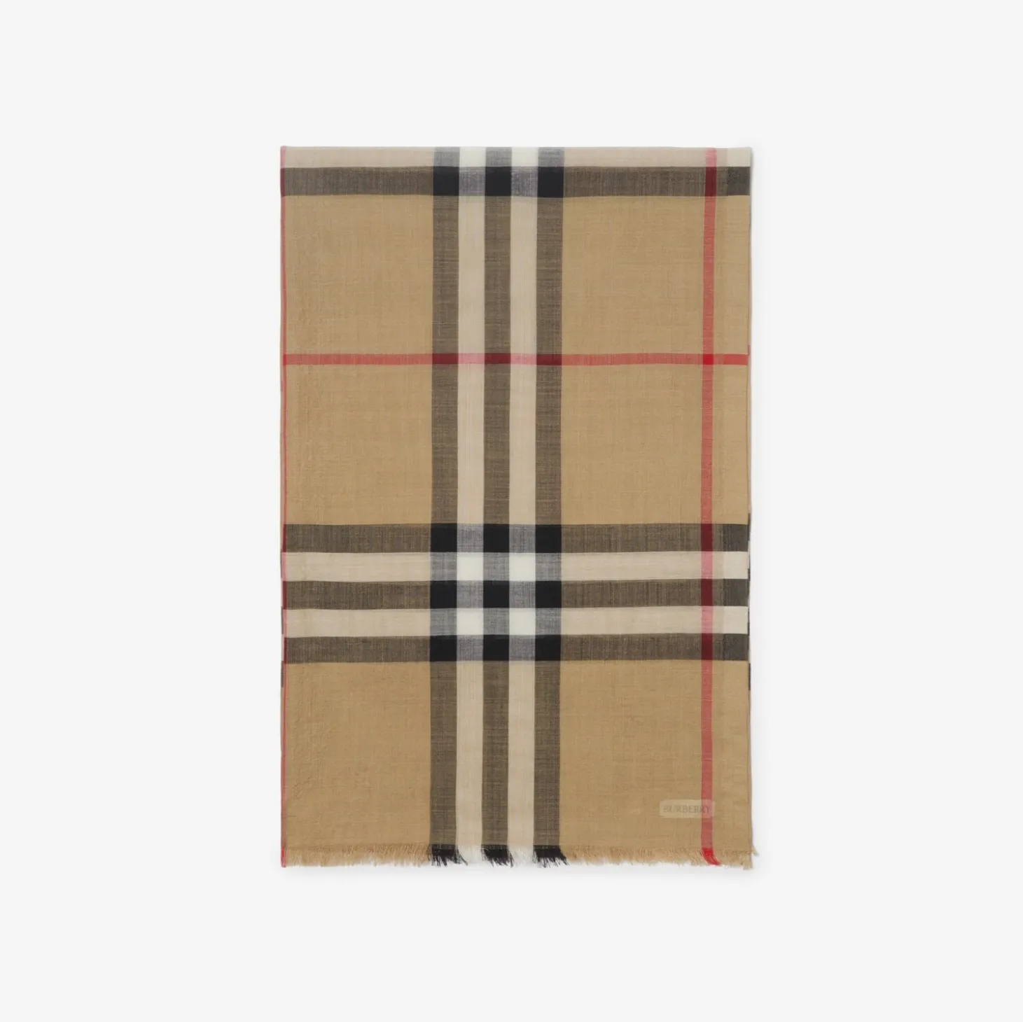 Wide Check Wool Silk Scarf