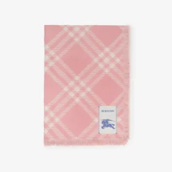 Wide Check Wool Silk Scarf