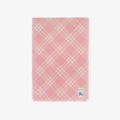 Wide Check Wool Silk Scarf