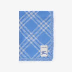 Wide Check Wool Silk Scarf