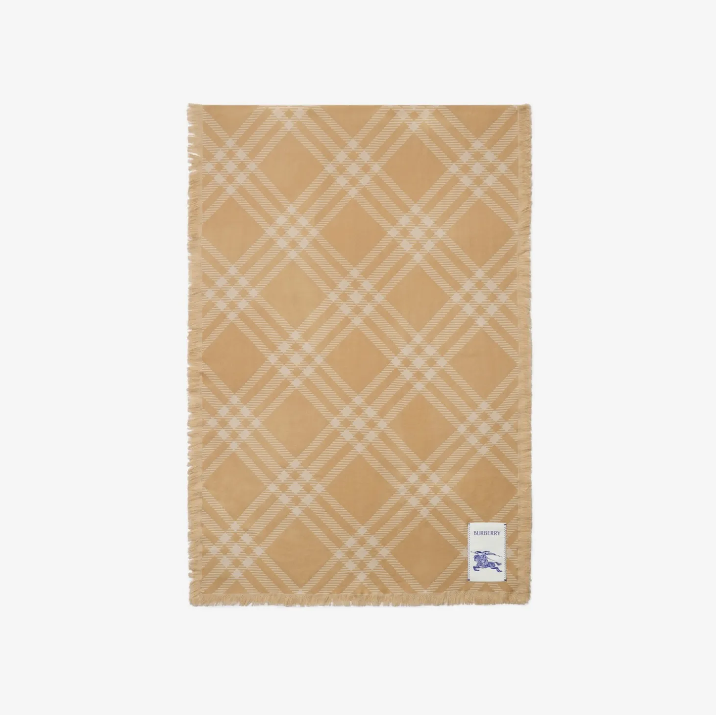 Wide Check Wool Silk Scarf