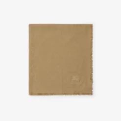 Wide Check Wool Silk Scarf