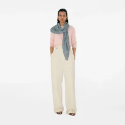 Wide Check Wool Silk Scarf