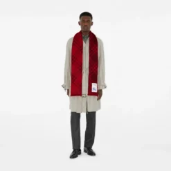 Wide Check Wool Silk Scarf