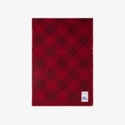 Wide Check Wool Silk Scarf