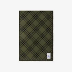 Wide Check Wool Silk Scarf