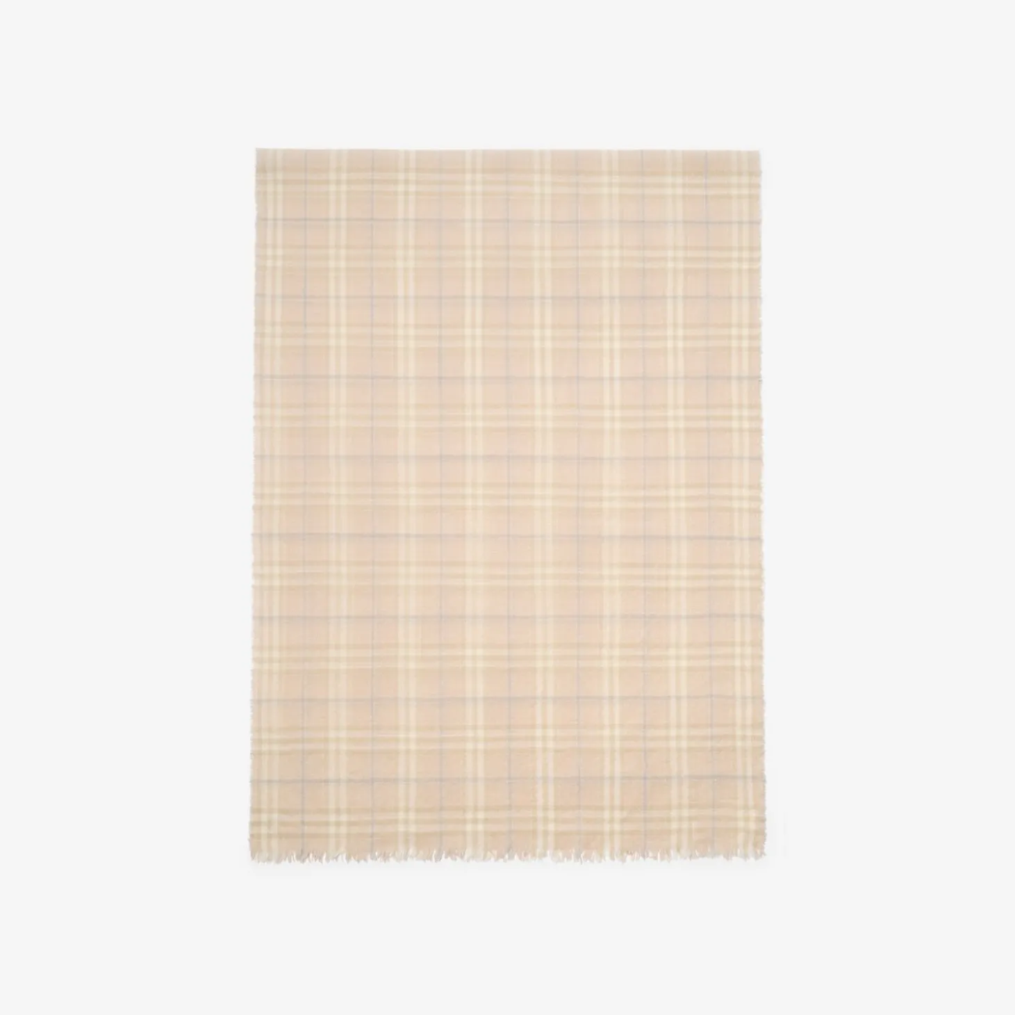 Wide Embellished Check Wool Silk Blend Scarf