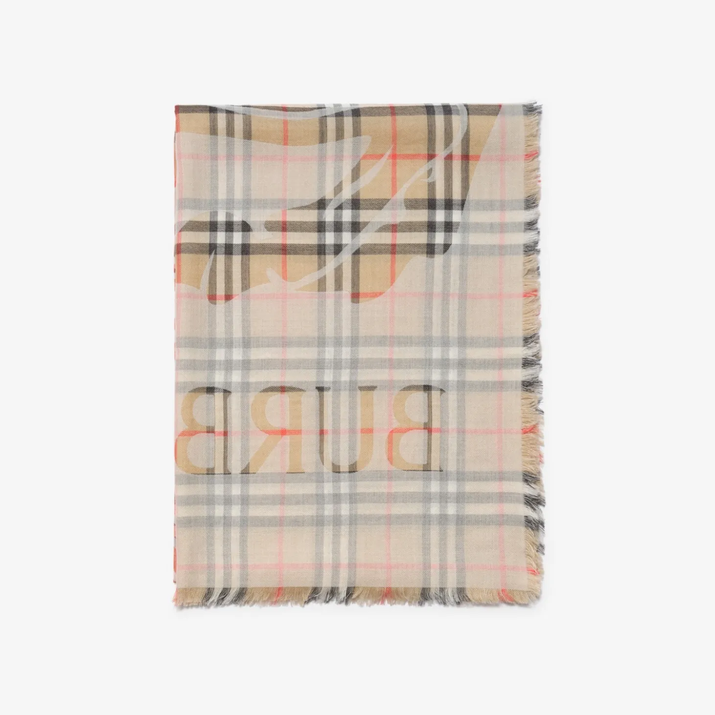 Wide Knight Check Wool Silk Scarf