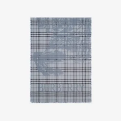 Wide Knight Check Wool Silk Scarf