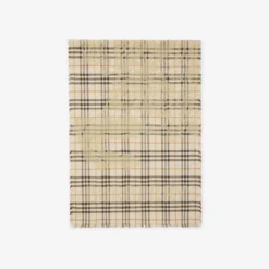 Wide Knight Check Wool Silk Scarf