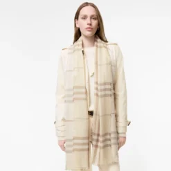 Wide Reversible Check Wool Silk Scarf