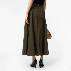 Wool Twill Midi Skirt