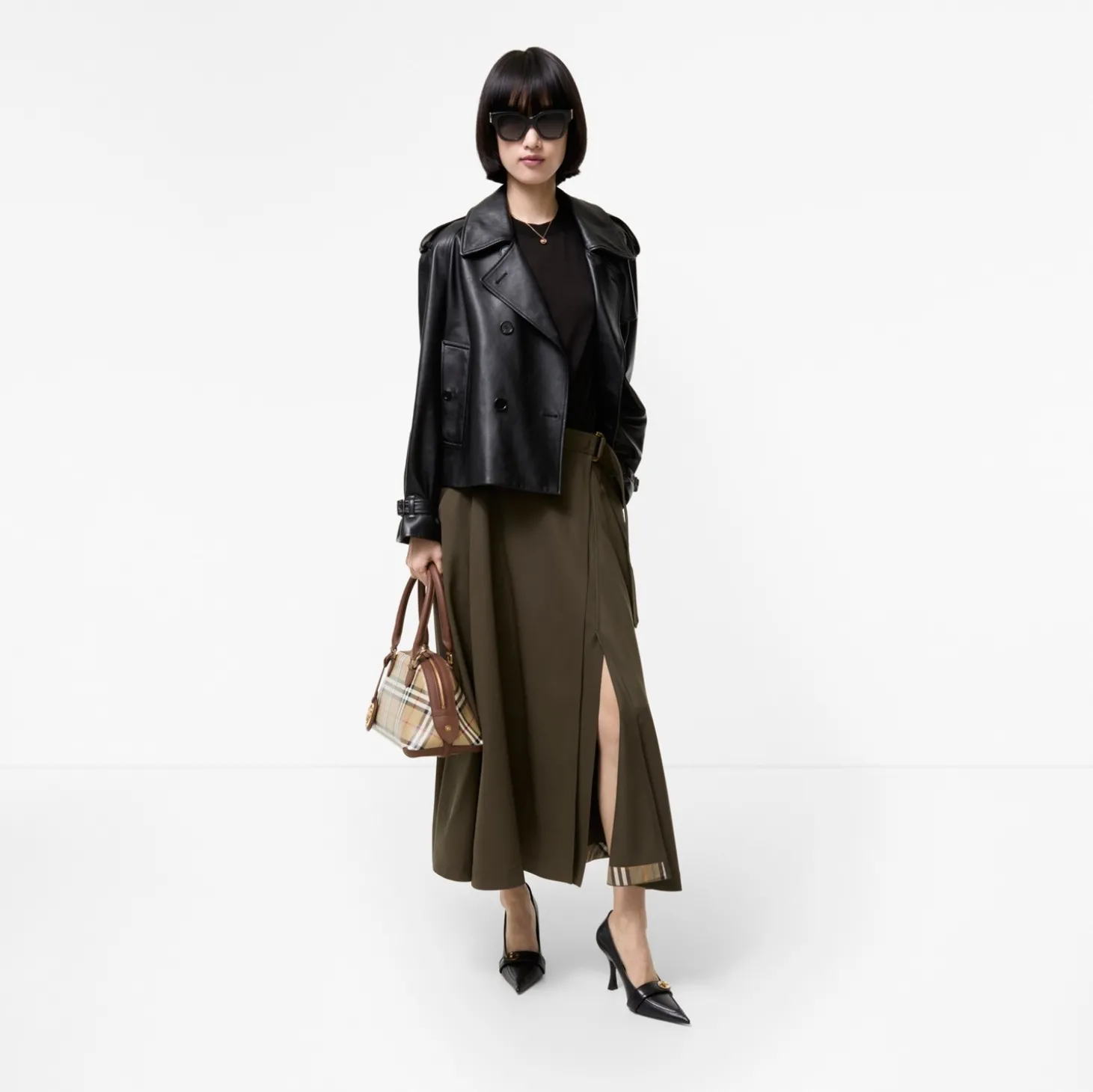 Wool Twill Midi Skirt