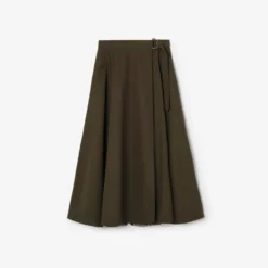 Wool Twill Midi Skirt