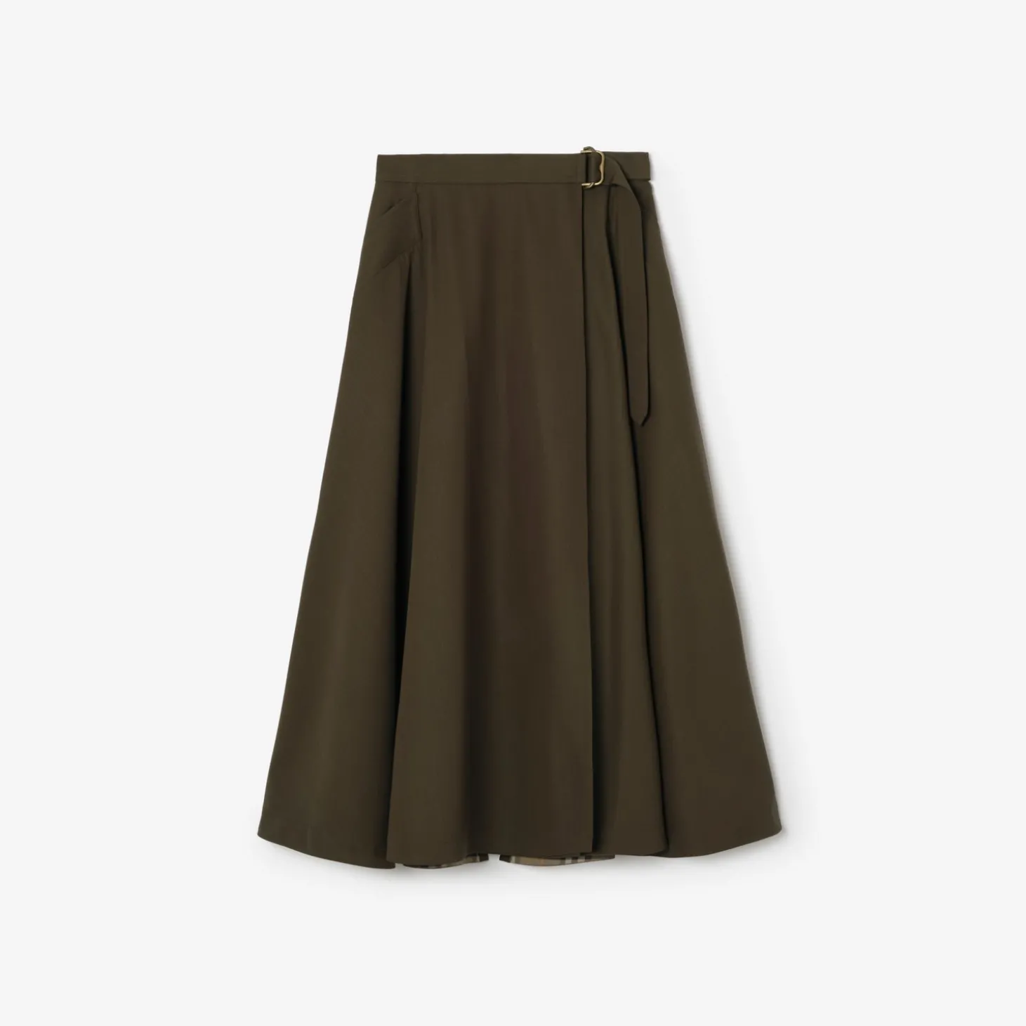 Wool Twill Midi Skirt