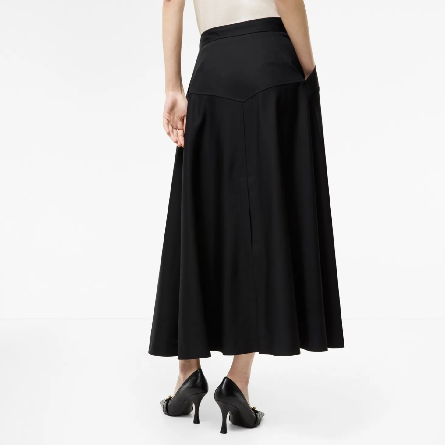 Wool Twill Midi Skirt