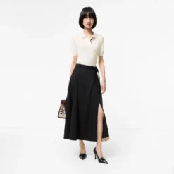 Wool Twill Midi Skirt